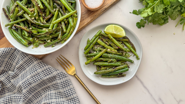 small plate and bowl of beans