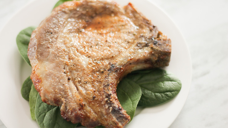 a fresh cooked pork chop