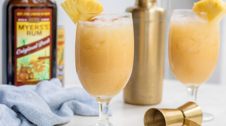 tropical painkiller cocktail in glass