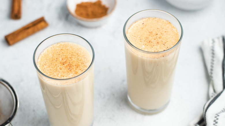 coquito cocktails in glasses