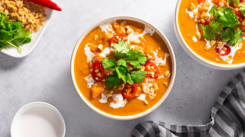peanut soup with herbs 