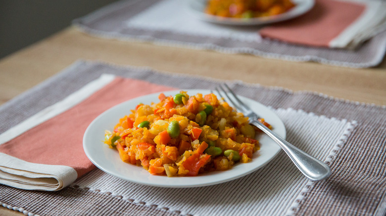 butternut squash rice on plate 