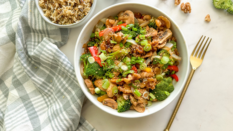 bowl of walnut stir-fry