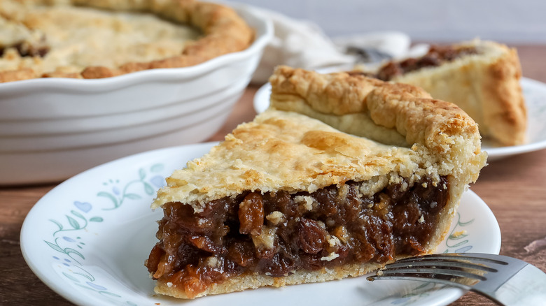 raisin pie slice closeup