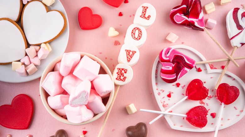 Assortment of Valentine's Day candy