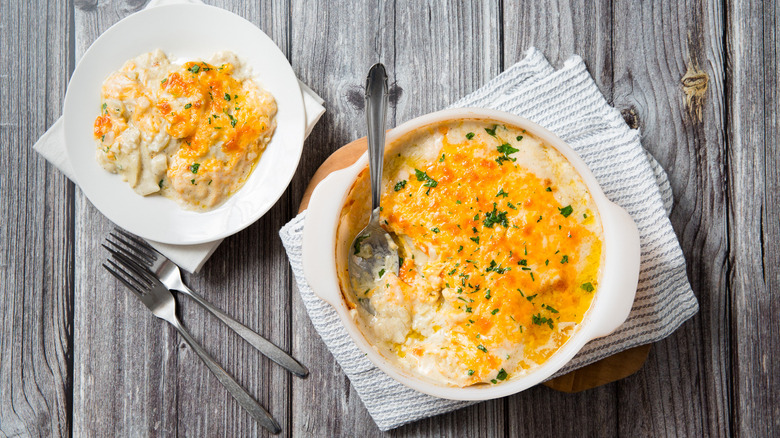 potatoes au gratin on table