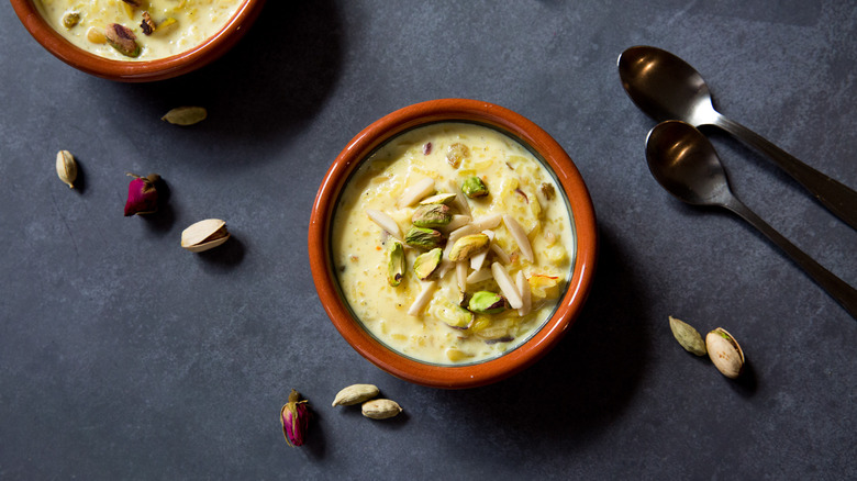 kheer served on gray table