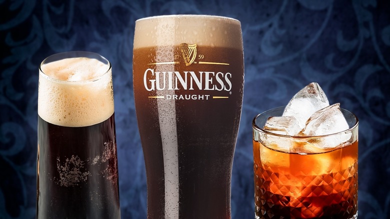 A pint of Guinness with two Guinness cocktails