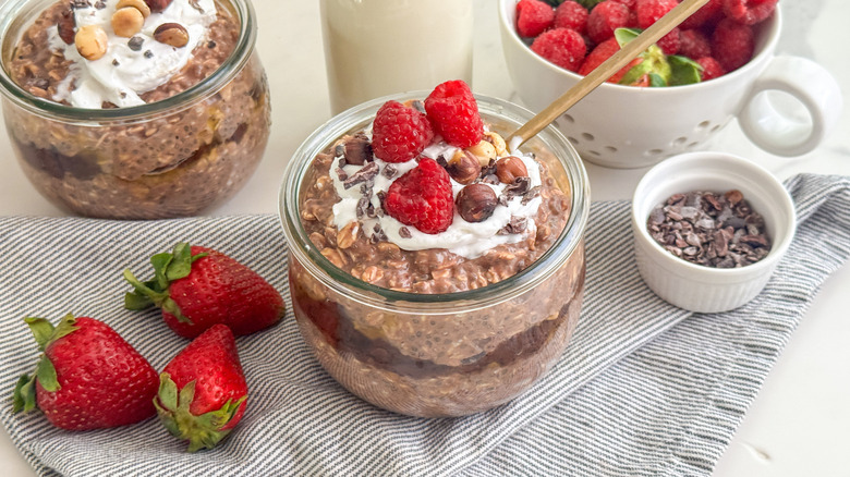 overnight oats in glass jar