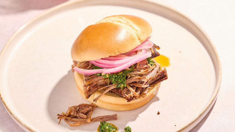 Brisket sandwich on a plate