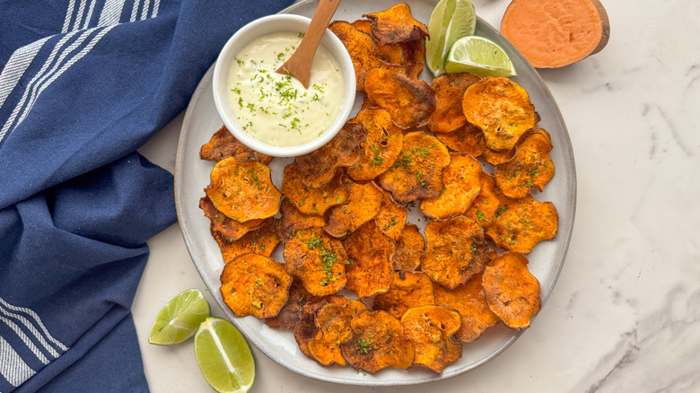 plate with chips and dip