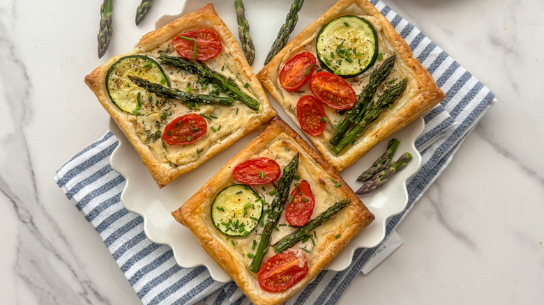 Vegetable tarts on plate