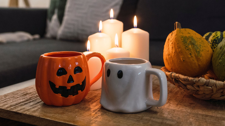 pumpkin and ghost mug