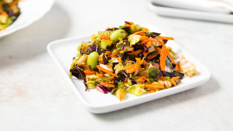 colorful coleslaw served on table