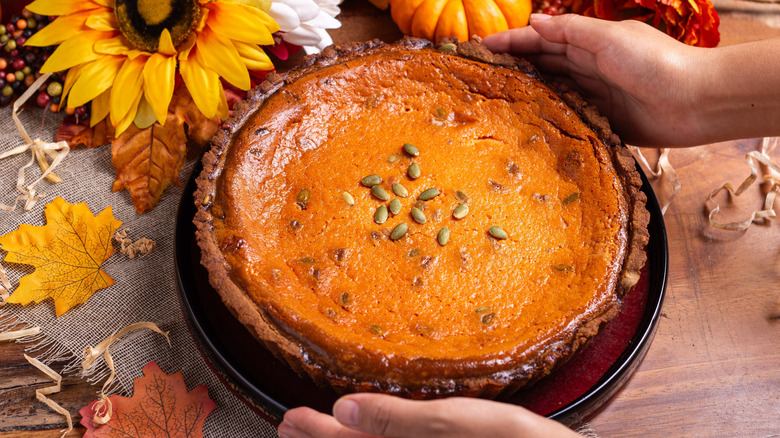 Freshly made pumpkin pie