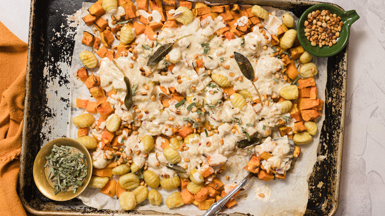 Sheet pan with gnocchi and butternut squash bake