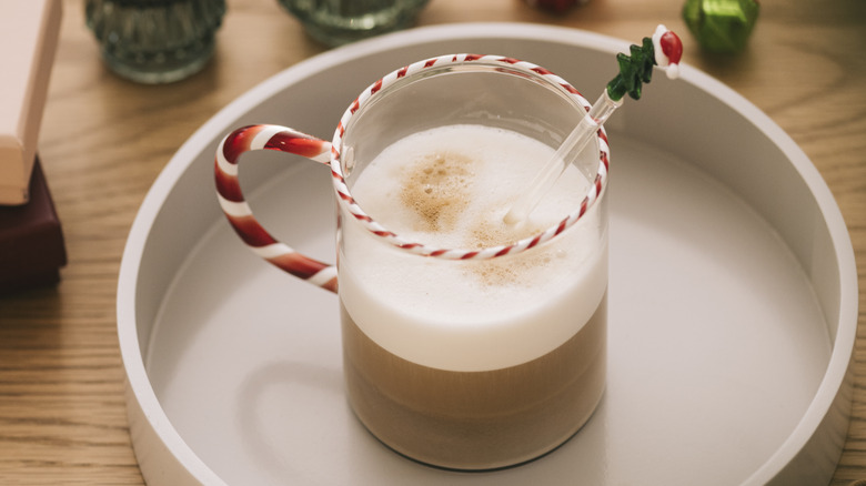 Christmas still life with coffee, decorations and ornaments