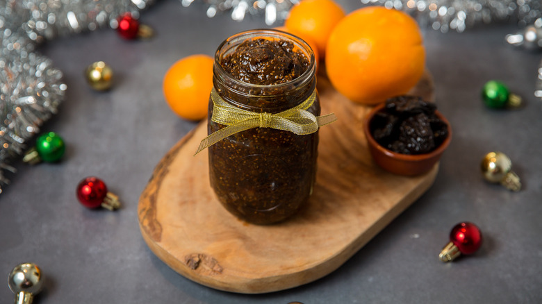 plum jam served on table