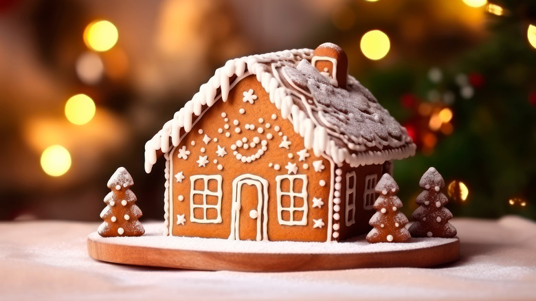 Decorated gingerbread house