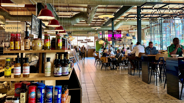 The interior of a food hall