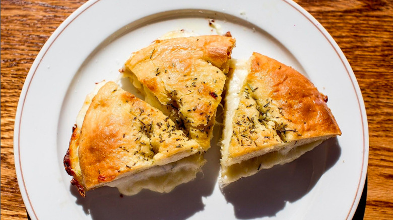 stuffed focaccia from Fox & The Knife on white plate