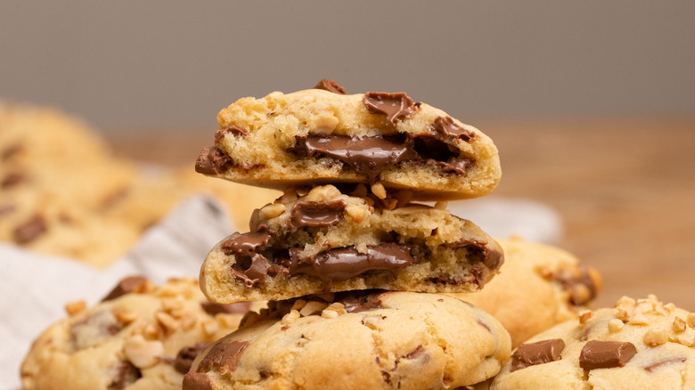 stuffed chocolate chip hazelnut cookies