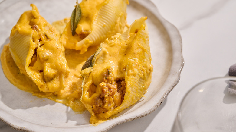 butternut squash stuffed shell on a plate