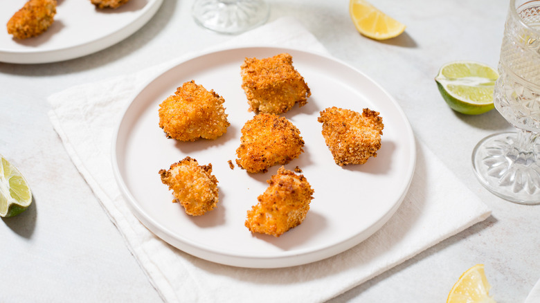 crispy fish nuggets on table