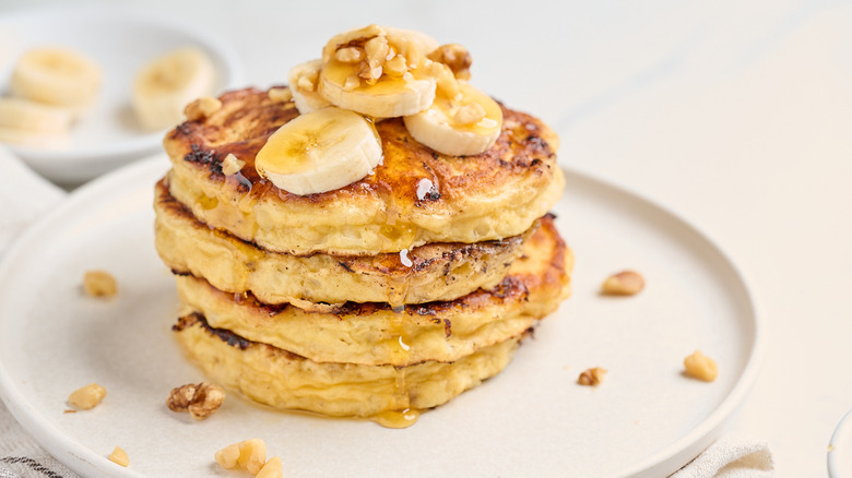 Stack of pancakes on a plate