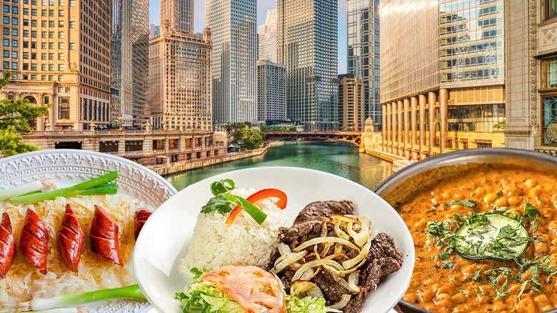City with plates of food