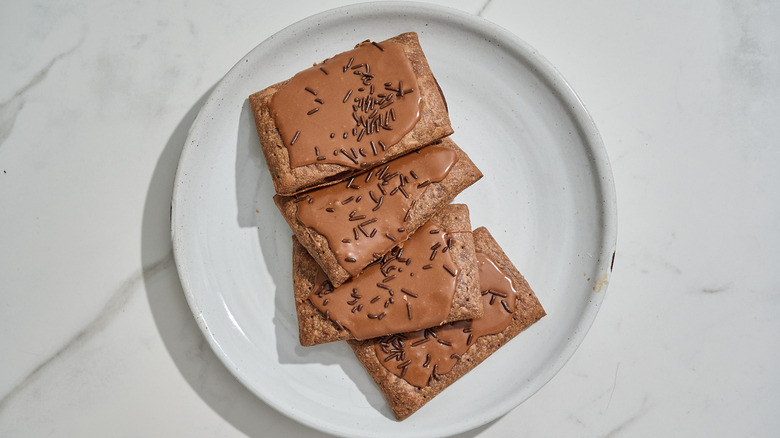 chocolate pop tarts on a plate