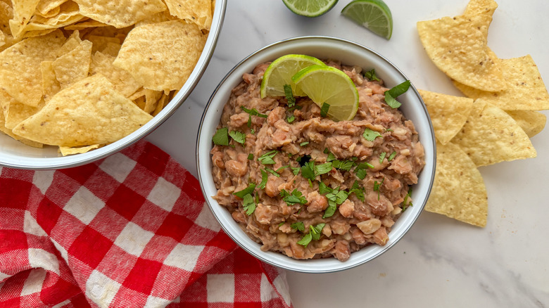refried bean dip with chips