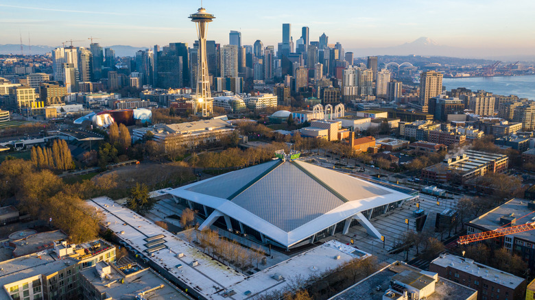 Climate Pledge Arena in Seattle from above