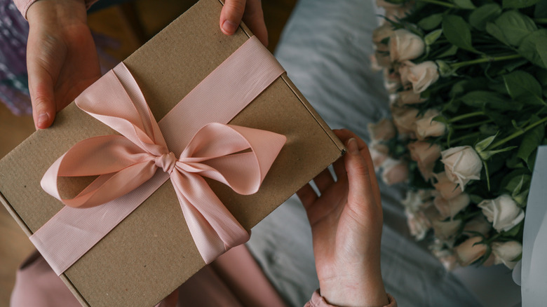 Mother's Day gift box with pink wrapping