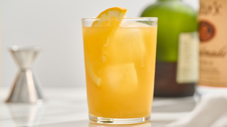 brass monkey cocktail on a table