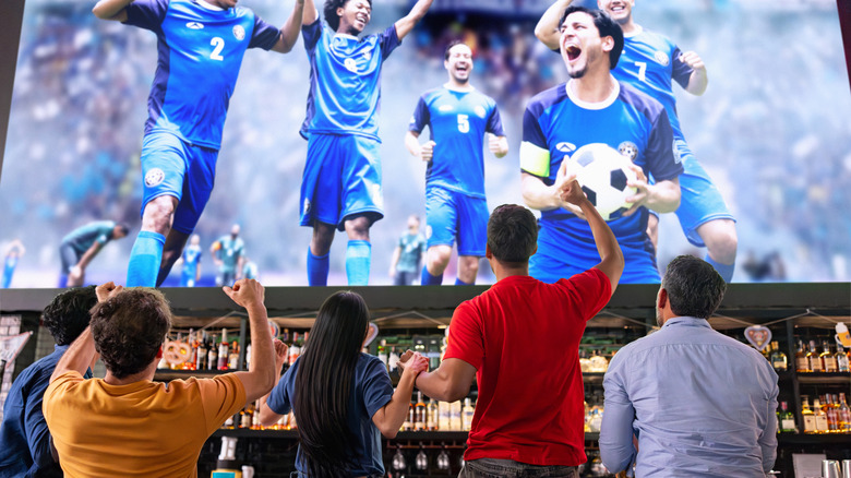 Soccer fans watching a game