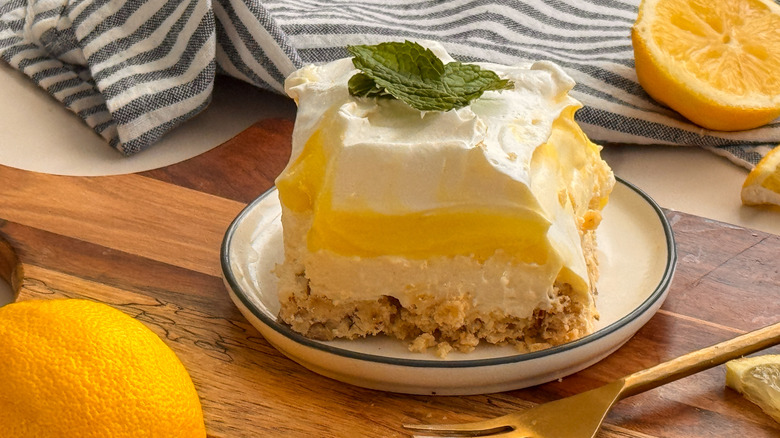 slice of lemon lush on plate