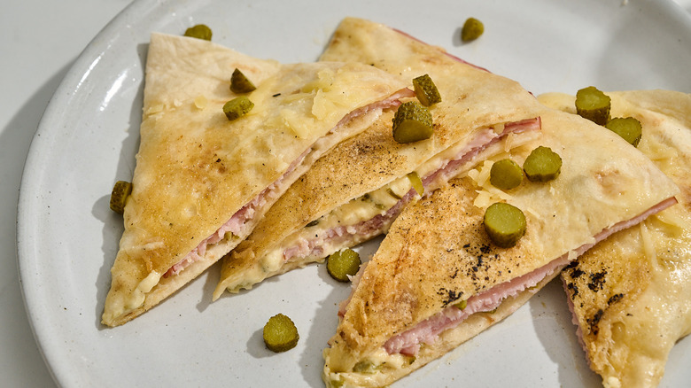 quesadilla slices on a plate