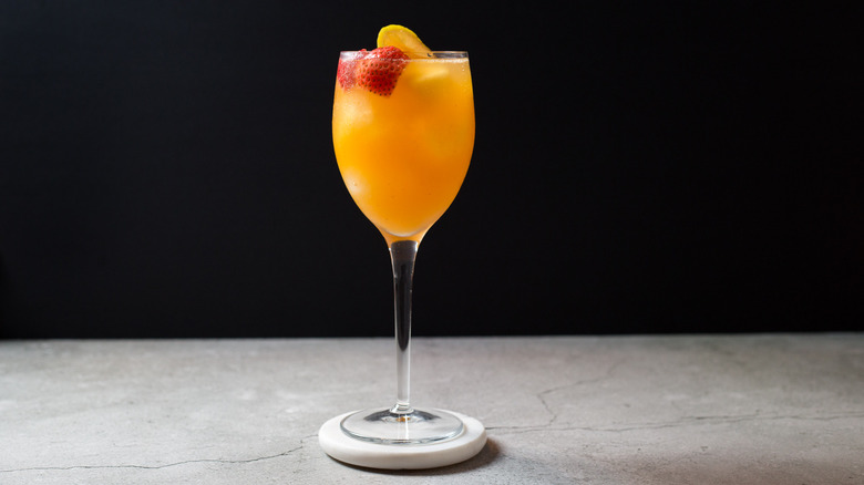 sangria glass on black background