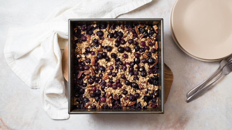 baked oatmeal served on table