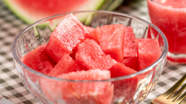 bowl of cut watermelon