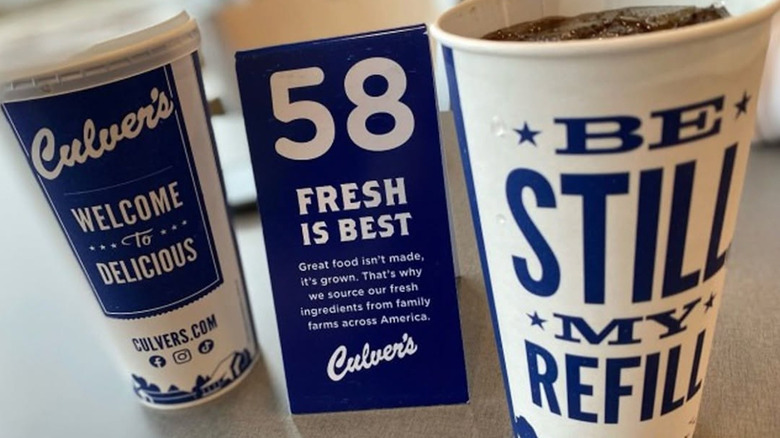Two culver's cups sitting on a table