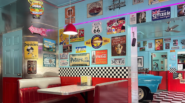 Booths at an old school diner.