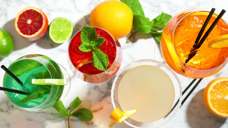 Selection of tropical cocktails