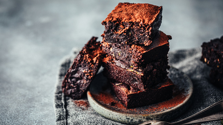 Stack of fudge brownies