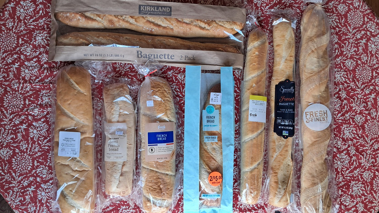 eight baguettes and loaves