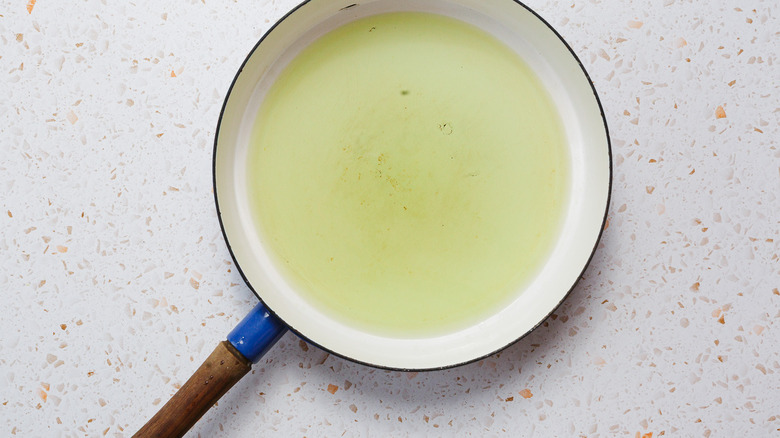 Oil in pan for frying