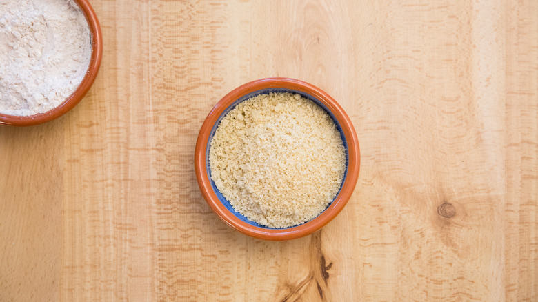 breadcrumbs in small terracotta dish
