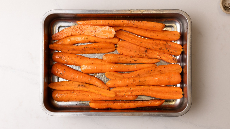carrots tossed in oil and seasonings