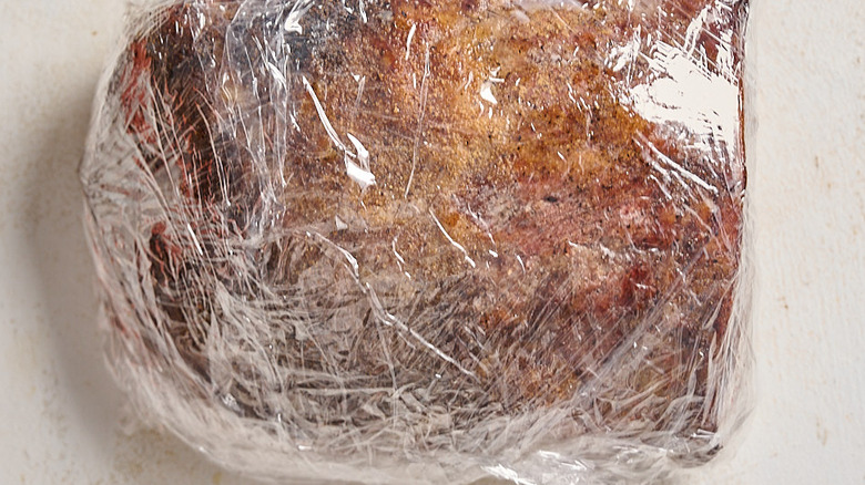 beef roast wrapped in plastic